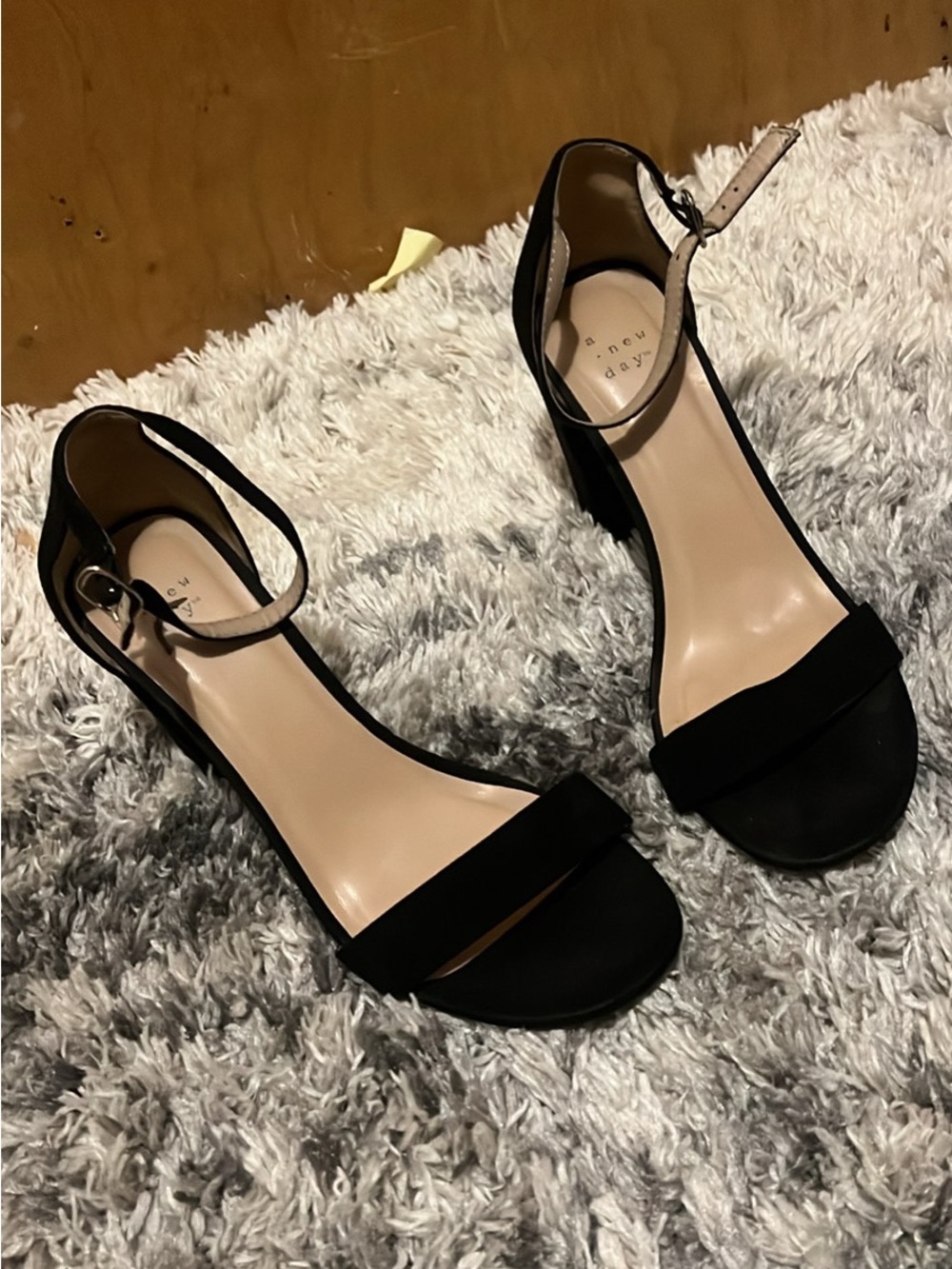 a new day Black Ankle Strap Block Heel Sandals
